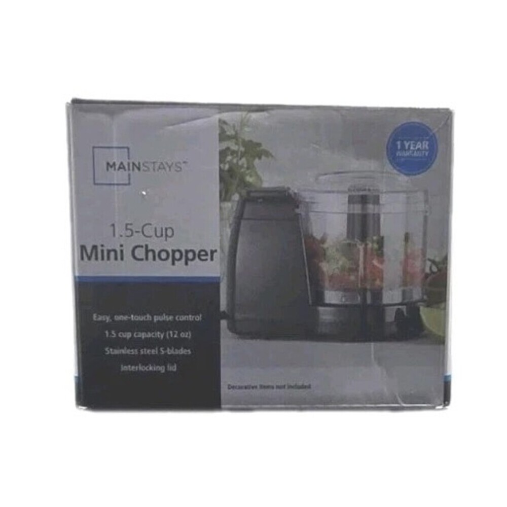 Mainstays 1.5 Cup, One-Touch Pulse , Mini Food Chopper, Black - Picture 1 of 5